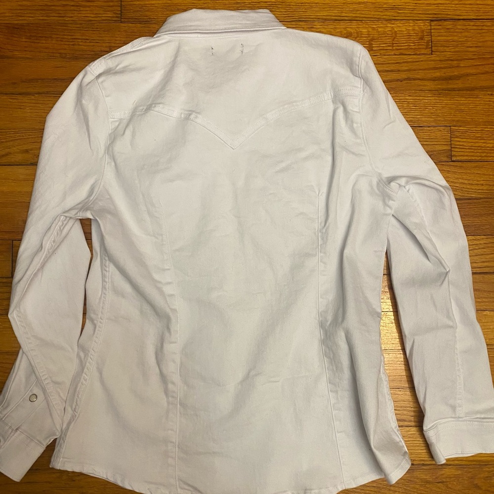 True Religion Western White Shirt Jacket W/Pearl Snaps Denim Stretch Size XL - Picture 6 of 9
